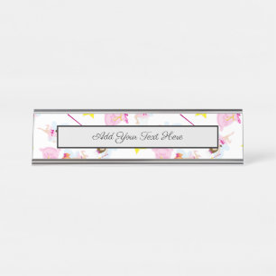 Pretty Tooth Fairy Magic Wand White Teeth Desk Name Plate