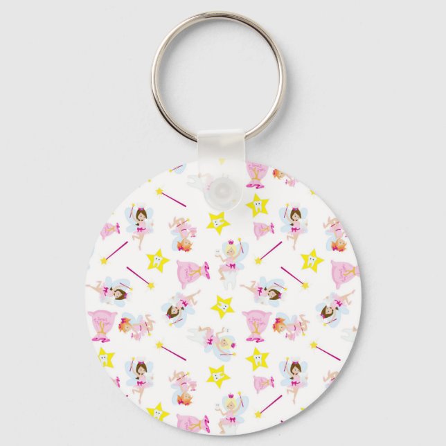 Pretty Tooth Fairy Magic Wand White Teeth Key Ring (Front)