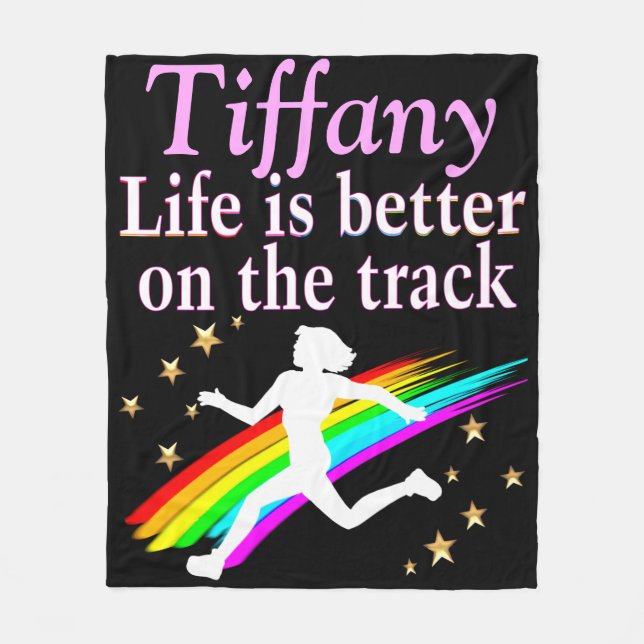 PRETTY TRACK STAR PERSONALIZED FLEECE BLANKET (Front)