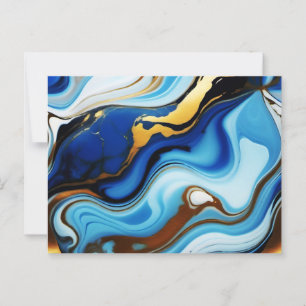 Pretty Trendy Blue yellow Gold faux marble  Postcard