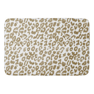 Pretty trendy faux gold glitter leopard print bath mat