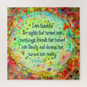 Pretty Trendy Fun Thankful  Blessings Inspirivity Jigsaw Puzzle