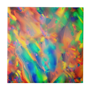 Pretty Trendy Unique faux holographic opal Ceramic Tile