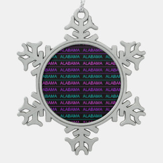 Pretty Tri-Coloured Alabama Snowflake Pewter Christmas Ornament