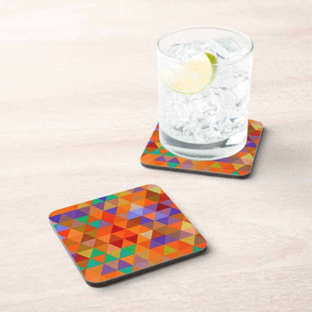 Pretty Triangle grunge pattern I + your ideas Coaster (Right Side)