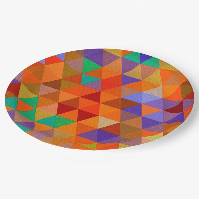 Pretty Triangle grunge pattern I + your ideas Paper Plate (Angled)