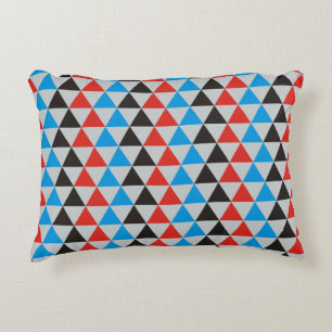 Pretty Triangle pattern black red blue + your idea Decorative Cushion