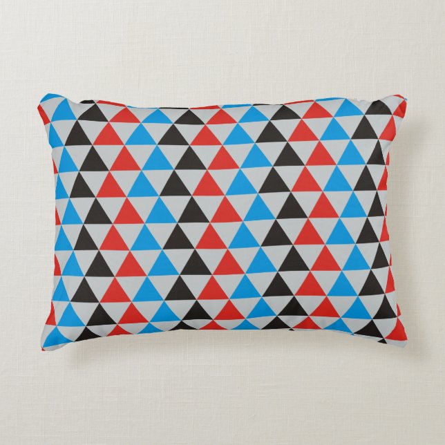 Pretty Triangle pattern black red blue + your idea Decorative Cushion (Front)