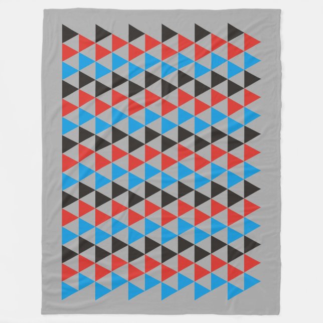 Pretty Triangle pattern black red blue + your idea Fleece Blanket (Front)
