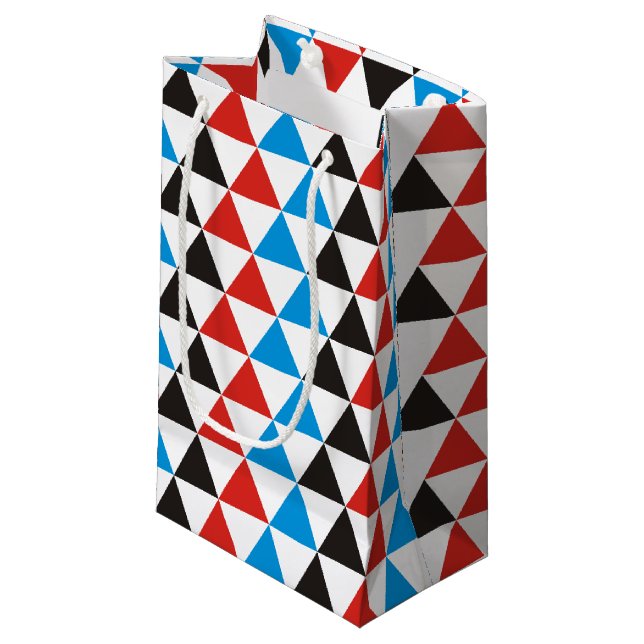 Pretty Triangle pattern black red blue + your idea Small Gift Bag (Front Angled)