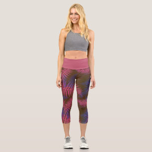 Pretty Tropical Leaves Capri Leggings