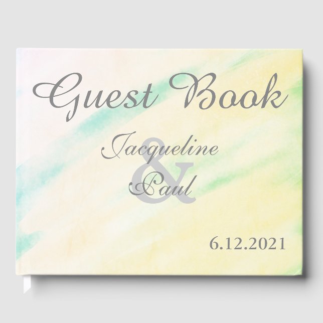 Pretty Tropical Watercolor Wedding Guest Book (Front)