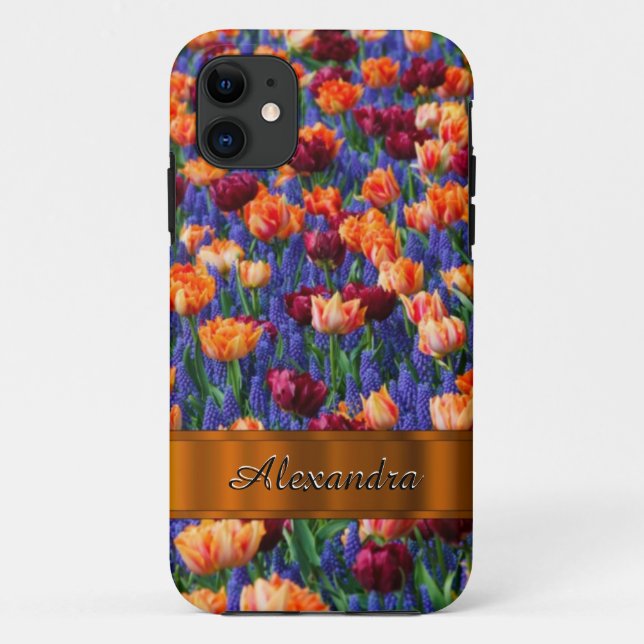 Pretty tulip flower field personalised Case-Mate iPhone case (Back)