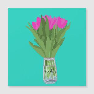 Pretty Tulip Flower Modern Illustration + Name