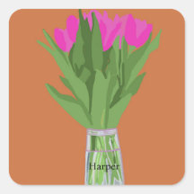 Pretty Tulip Flower Modern Illustration + Name
