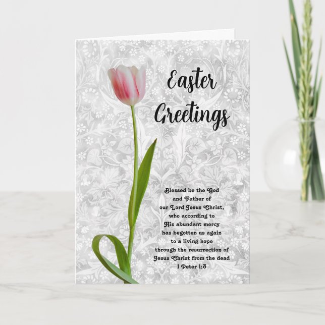 Pretty Tulip Vintage Style Faith Easter Card (Front)