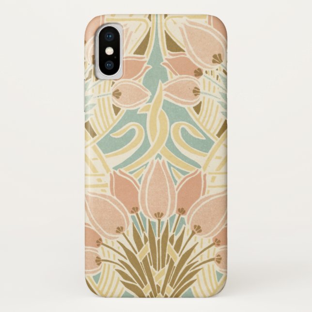 pretty tulips art nouveau floral pattern Case-Mate iPhone case (Back)