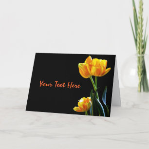 Pretty Tulips Photograph On Black Greeting Card