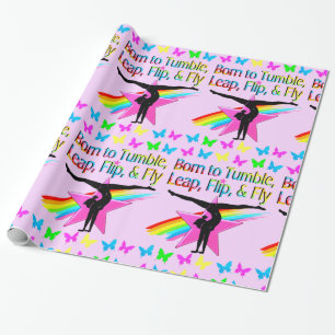 PRETTY TUMBLING GYMNAST GIRL WRAPPING PAPER