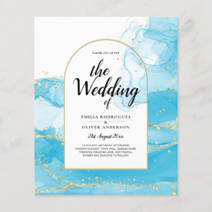 Pretty Turquoise Aqua Blue Gold Abstract Wedding Flyer