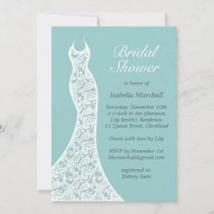 Pretty Turquoise Bridal Shower Invitation