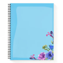 Pretty Turquoise Floral Notebook - Spiral Bound
