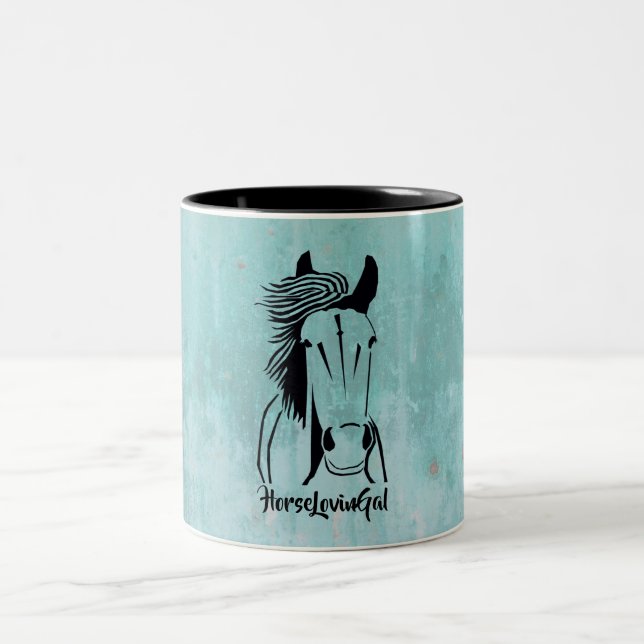 Pretty Turquoise Horse Lovin' Gal Mug (Center)