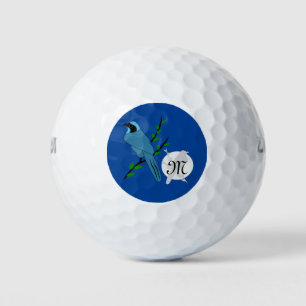 Pretty Turquoise Jay Bird Monogram Golf Balls