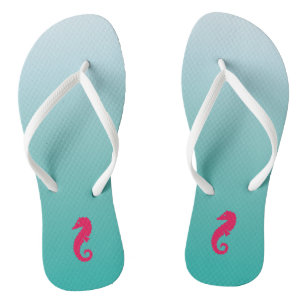 Pretty Turquoise Ombre Seahorse Thongs