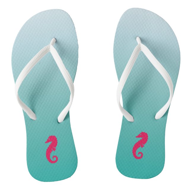 Pretty Turquoise Ombre Seahorse Thongs (Footbed)