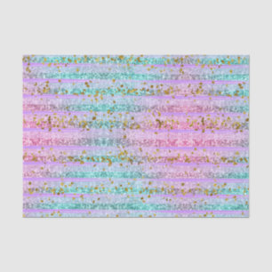Pretty Turquoise & Pink Glitter Sparkles Stripes Tissue Paper