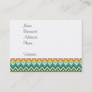 Pretty Turquoise Yellow Pink Native American Print Business Card