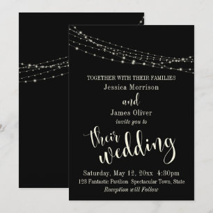 Pretty Typography 30 Cream/Black 4 Wedding Invitation