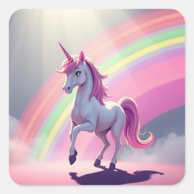 Pretty Unicorn and rainbow  Stickers (Front)
