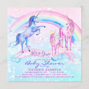 Pretty Unicorn Baby Shower Invitations