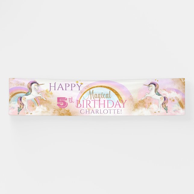 Pretty Unicorn Birthday Party Banners (Horizontal)