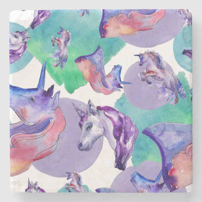 Pretty Unicorn Coasters Marble Stone (Front)