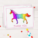 Pretty Unicorn Colourful Thank you Postcard<br><div class="desc">Cute unicorn birthday postcard. Thank you card for kids. Rainbow colourful unicorn. It`s perfect for kids,  especially for girls,  who love unicorns and horses. Great for thanking your friends and family for their birthday gifts and being on your party,  or for any other occasion.</div>