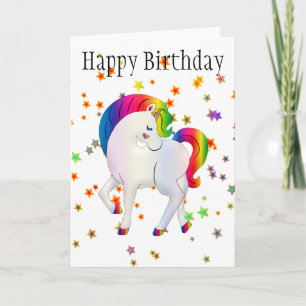 Pretty Unicorn Glitter Happy Birthday Card