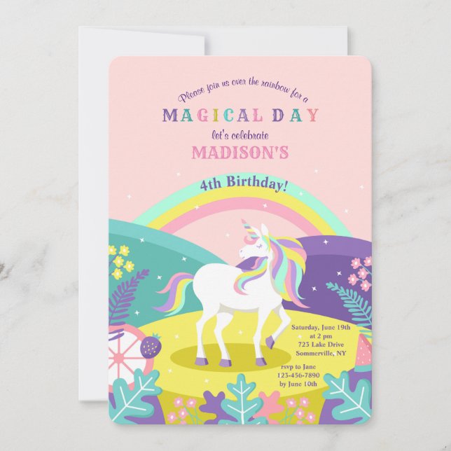 Pretty Unicorn Invitation (Front)