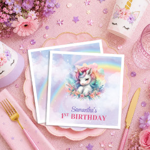 Pretty Unicorn Magical Day Girl Birthday Napkins