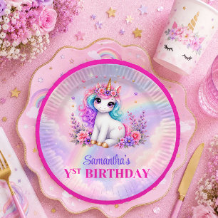 Pretty Unicorn Magical Day Girl Birthday Party Pla Paper Plate