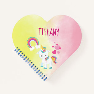 Pretty Unicorn Pink and Yellow Notebook