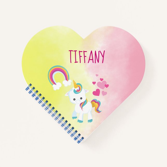 Pretty Unicorn Pink and Yellow Notebook (Front)