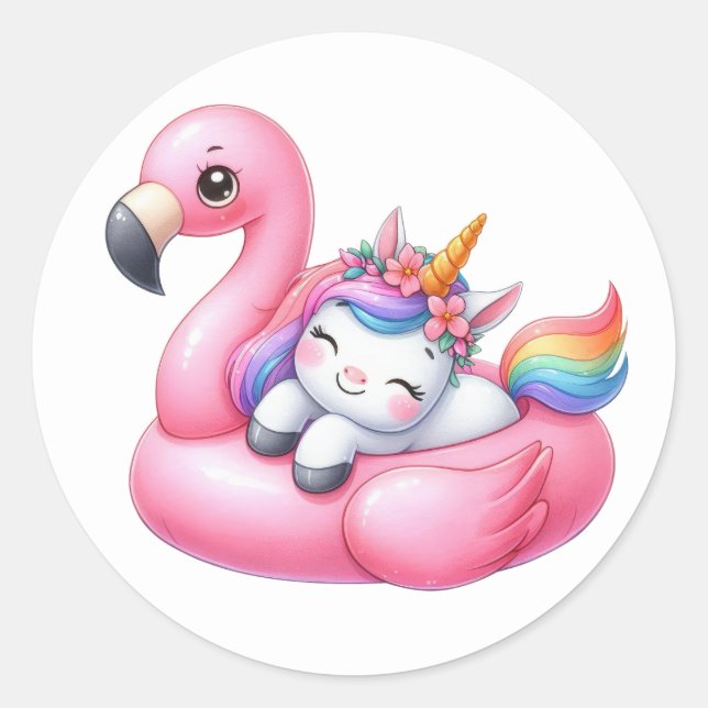 Pretty Unicorn Pool Party  Stickers (Front)