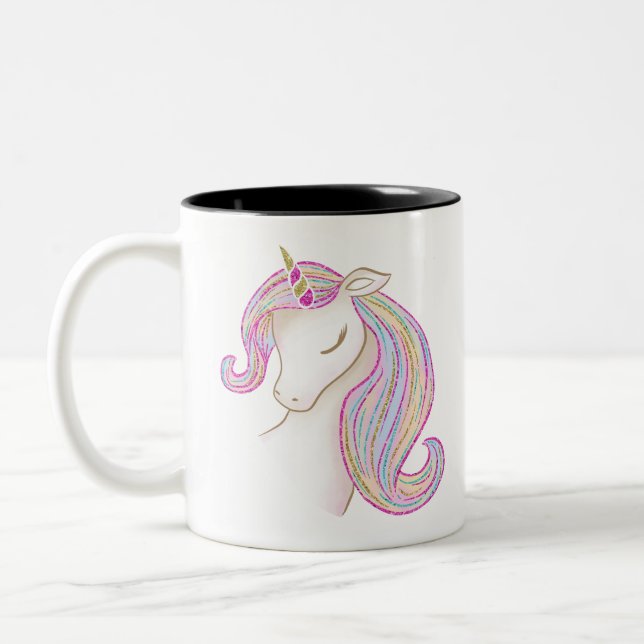 Pretty Unicorn Two-Tone Coffee Mug (Left)
