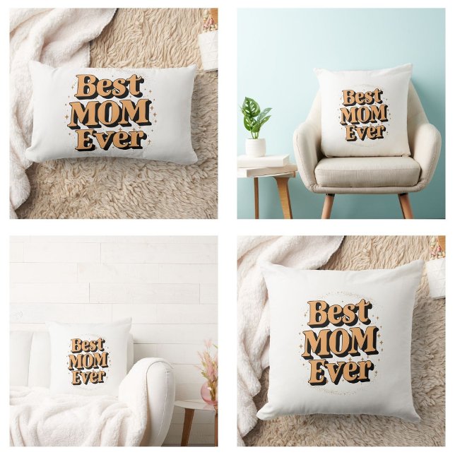 Pretty Unique Typography Best Mum Ever Lumbar Cushion (Pretty Unique Typography Best Mom Ever Pillows)