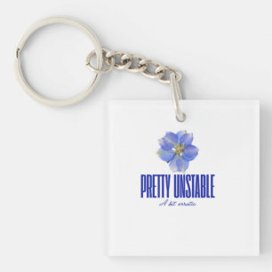 Pretty Unstable: Blue Floral Statement Tee Key Ring