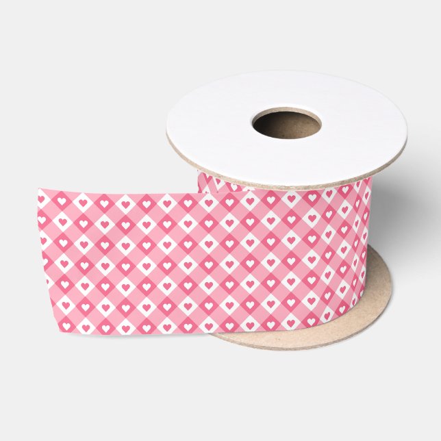 Pretty Valentines  Pink Heart  Pattern  Satin Ribbon (Spool)