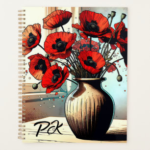 Pretty Vase of Red Poppies ai art Planner